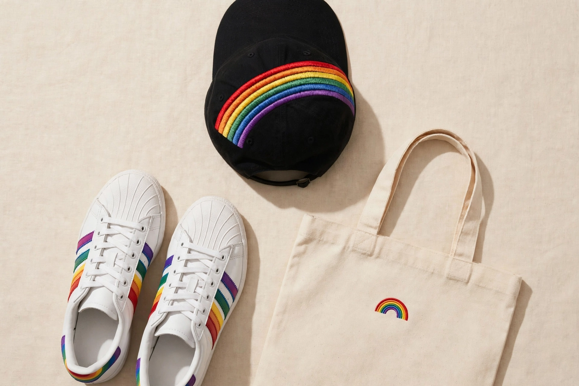 MAGA Trust merch flat-lay — cap, trainers and tote